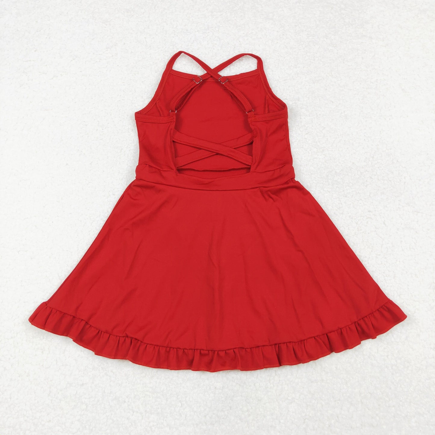 S0453 Baby Girls Red Athletic Active Wear Knee Length Dress