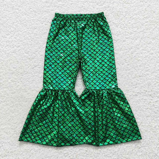 5 Colors Baby Girls Mermaid Scale Holographic Spandex Bell Bottom Pants
