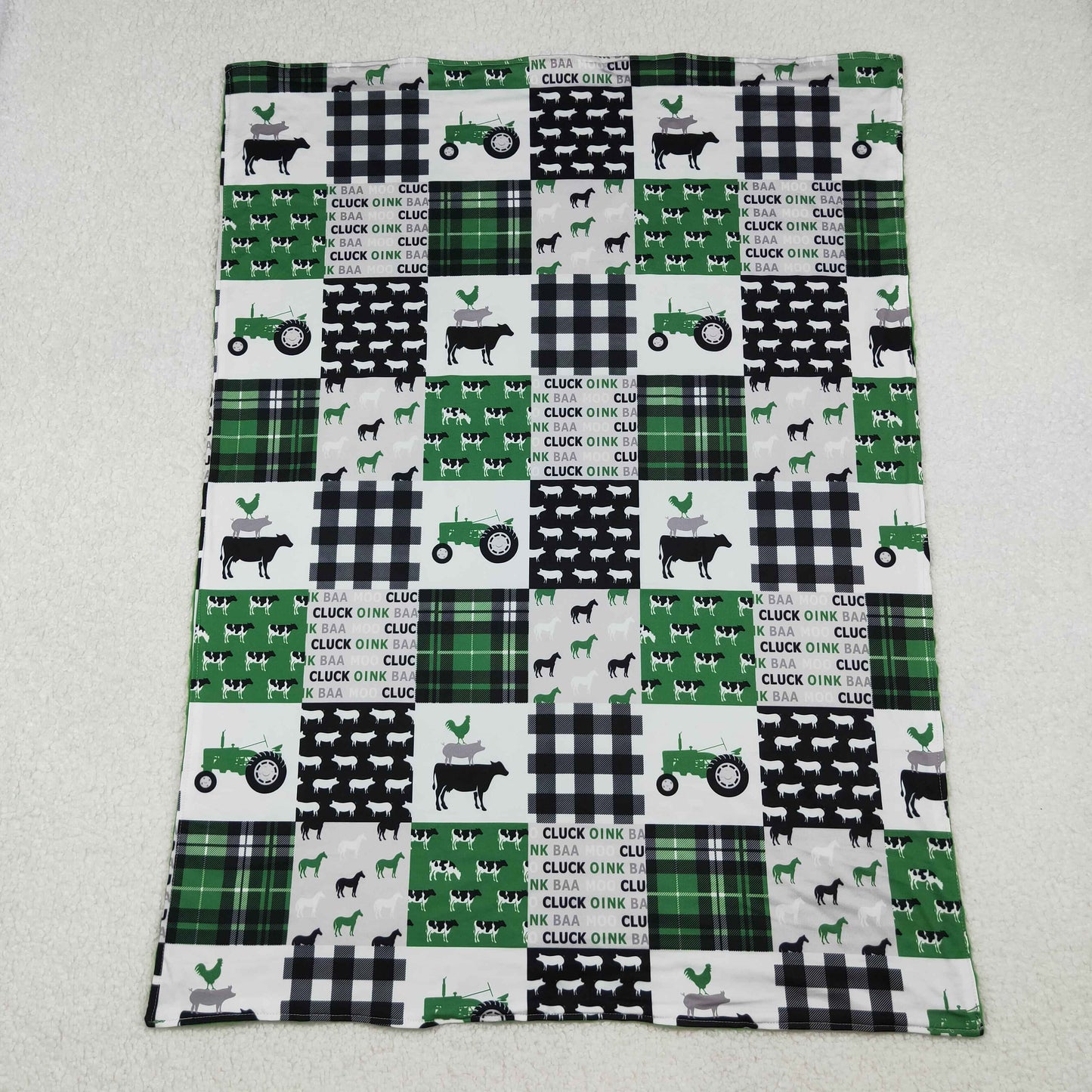 BL0056 Baby Kids Green Farm Western blanket C10.13