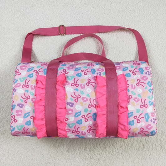 BA0320 Pink Leopard Bows Gym Bags 8.11