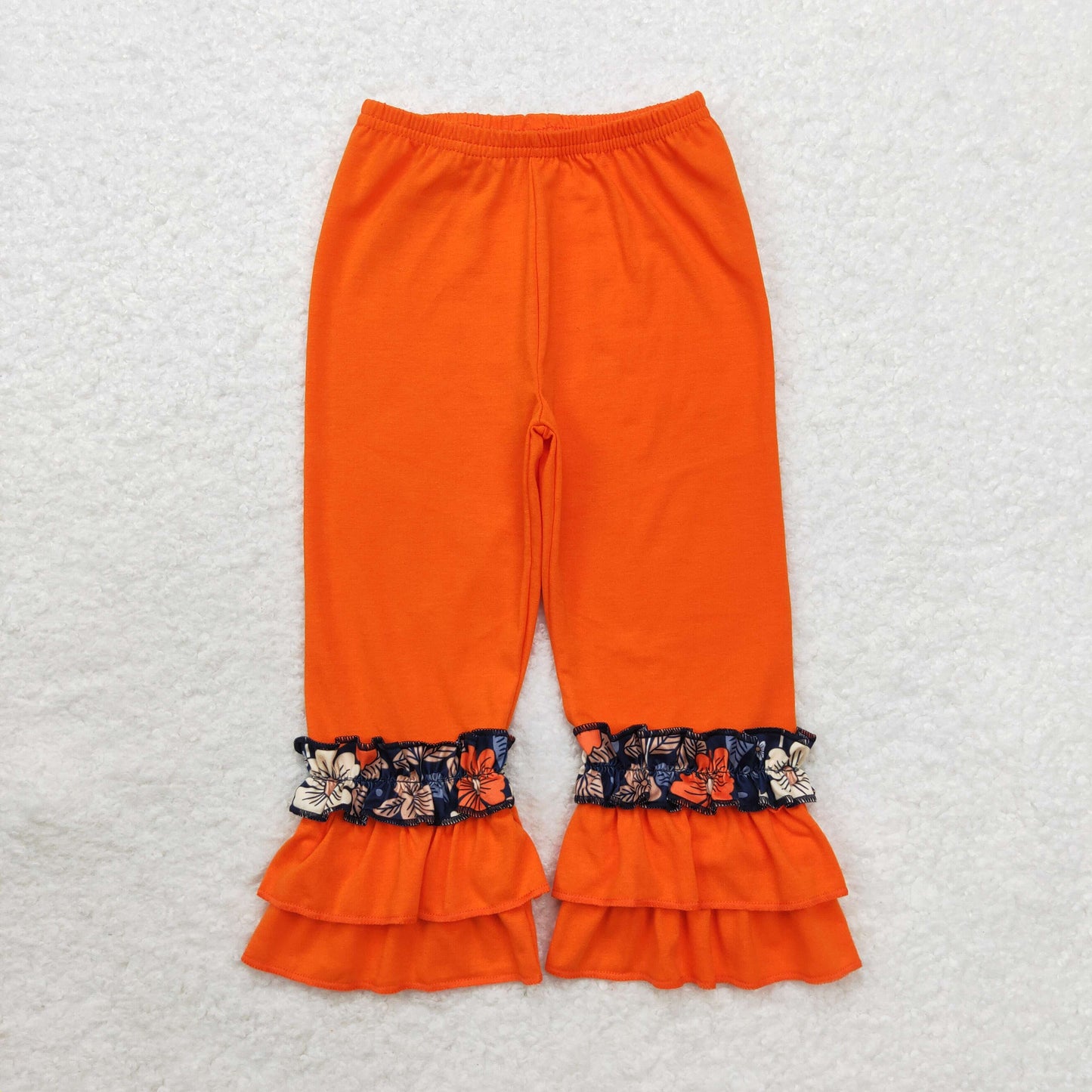 P0580 Floral navy blue lace orange pants