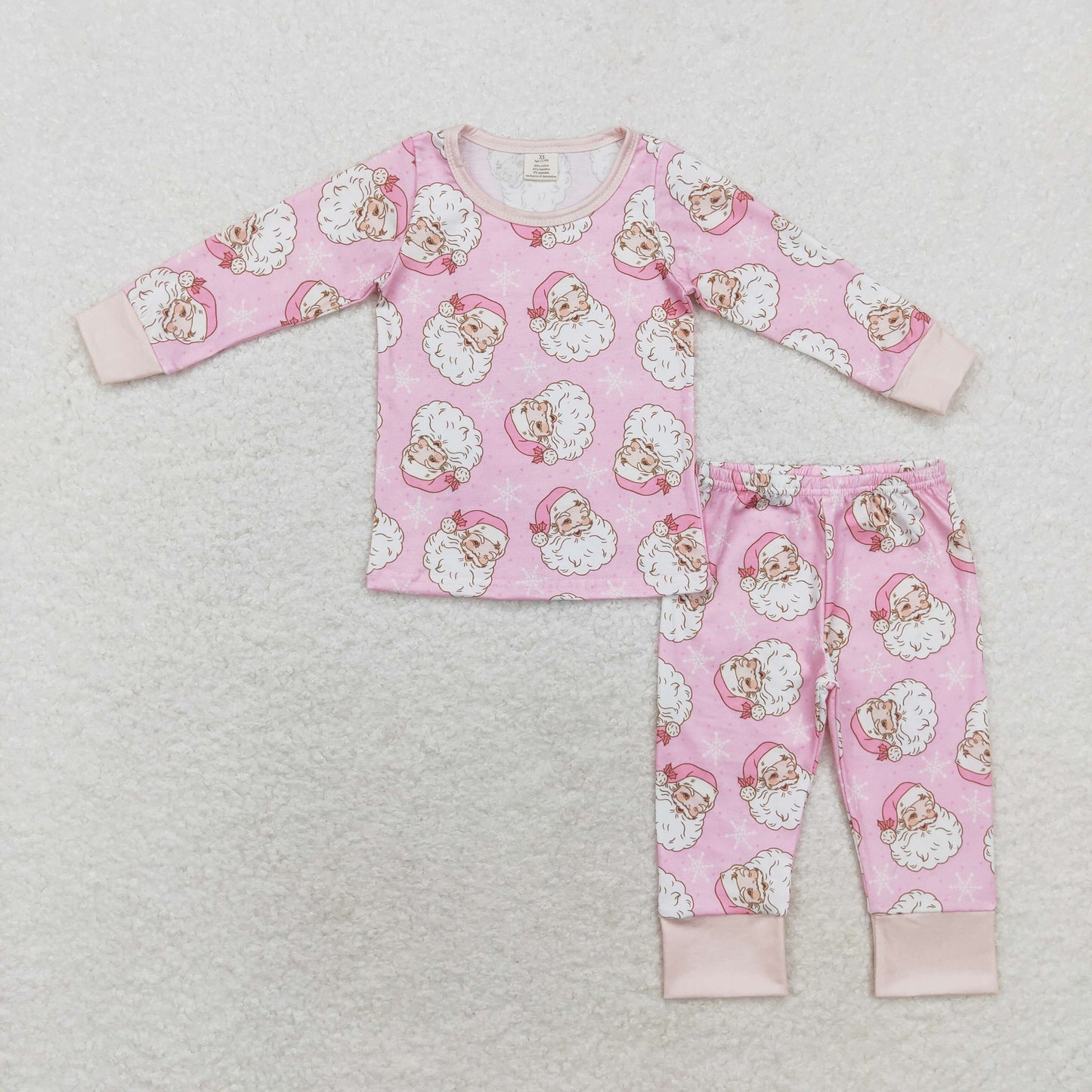 GLP1528 Bamboo Christmas Santa Claus Snowflake pink long sleeve pants pajama set