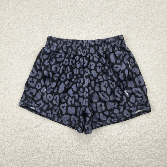 SS0467 Baby Girls Black Leopard Yoga Shorts Bottoms 5.5