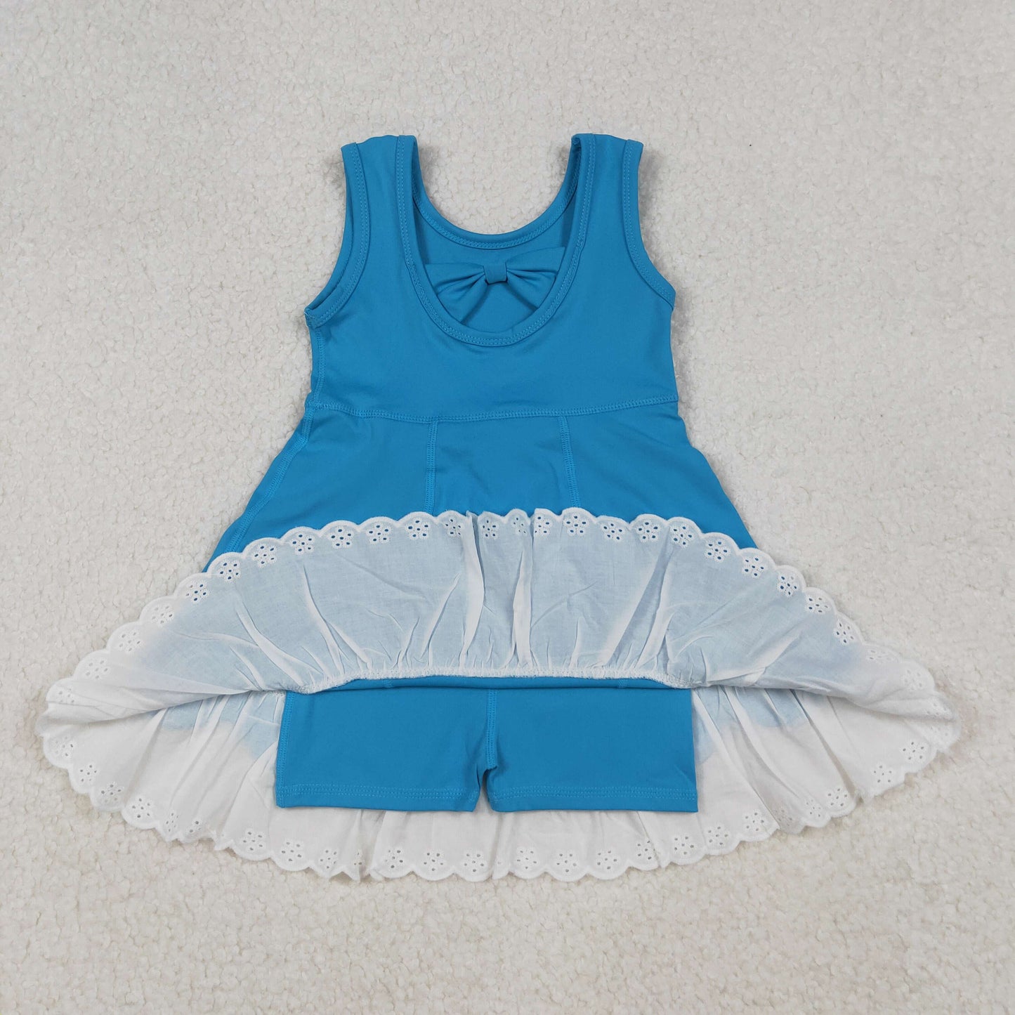 GSD2680 Baby Girls Blue Sleeveless Lace Ruffle Knee Length Dress C10.8