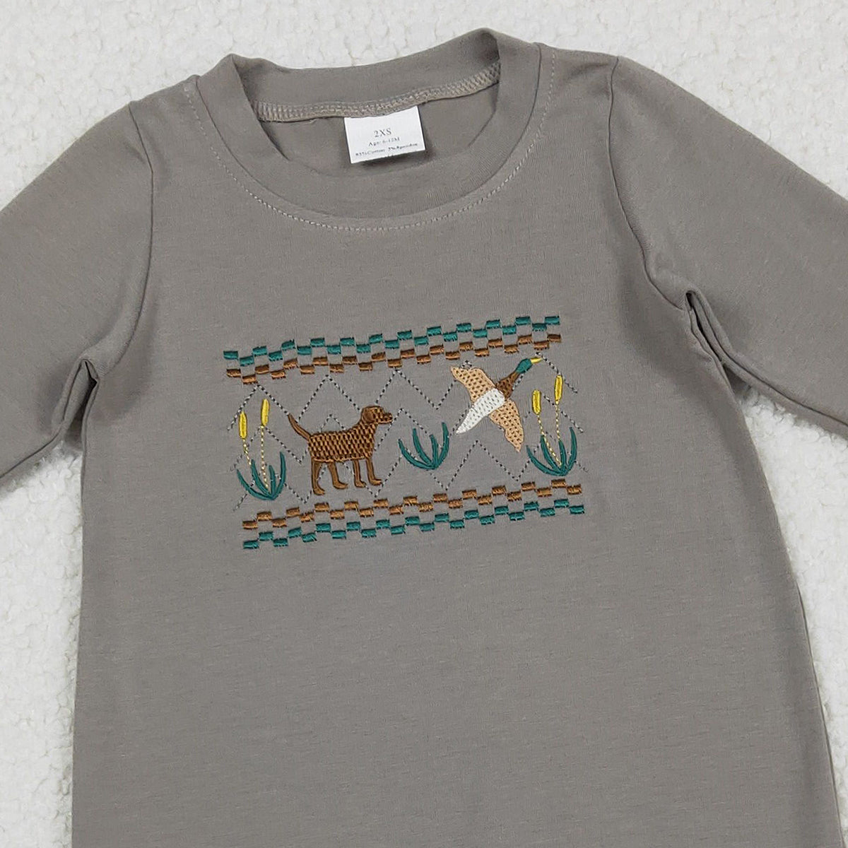 RTS LR2909 Baby Boys Winter Romper Embroidery Dog Ducks Baby Boys Hunting Rompers