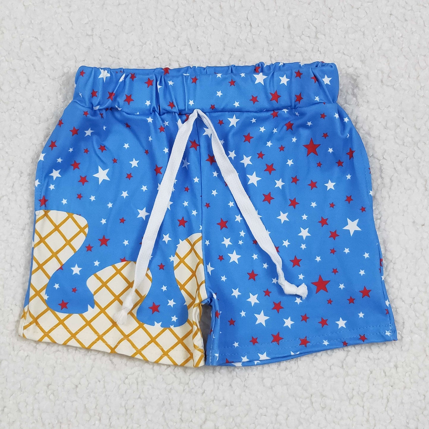 SS0611 Baby Boys Blue Drip Stars Pockets Team Shorts Bottom 6.11
