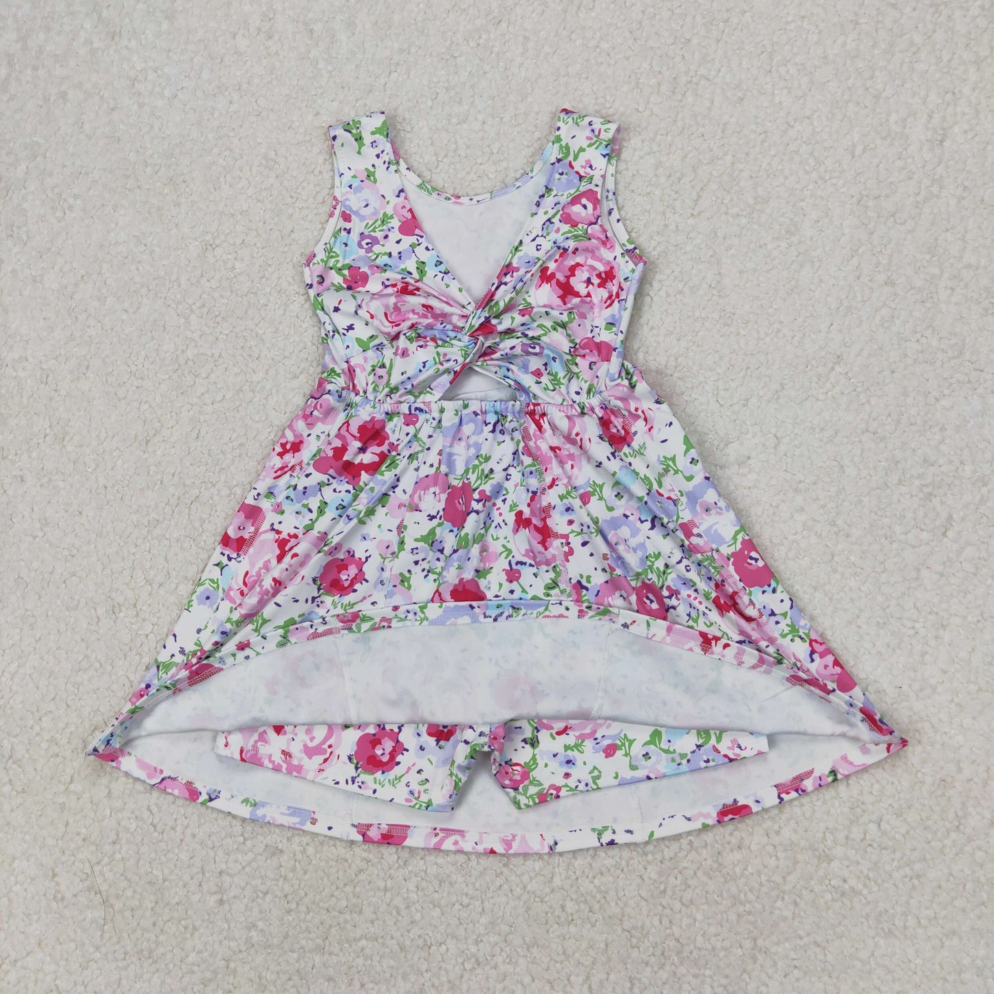 GSD1991 Baby Girls Pink Flowers Sleeveless Athletic Dress