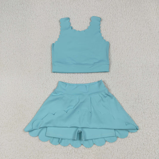 GSD2096 Baby Girls Aqua Yoga Vest Skirt Active Wear Clothes Set 6.30