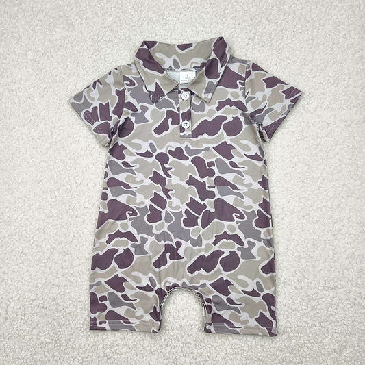 5 Colors Sibling Baby Infant Boys Short Sleeves Camouflage Button Rompers 6.16