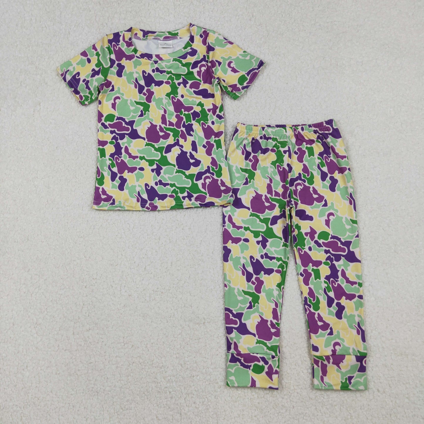 BSPO0584 Baby Boys Mardi Gras Camo Short Sleeve Pant Pajamas Set C10.17