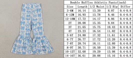 P0886 Baby Girls Blue Bows Plaid Yoga Bell Bottom Pants C11.28