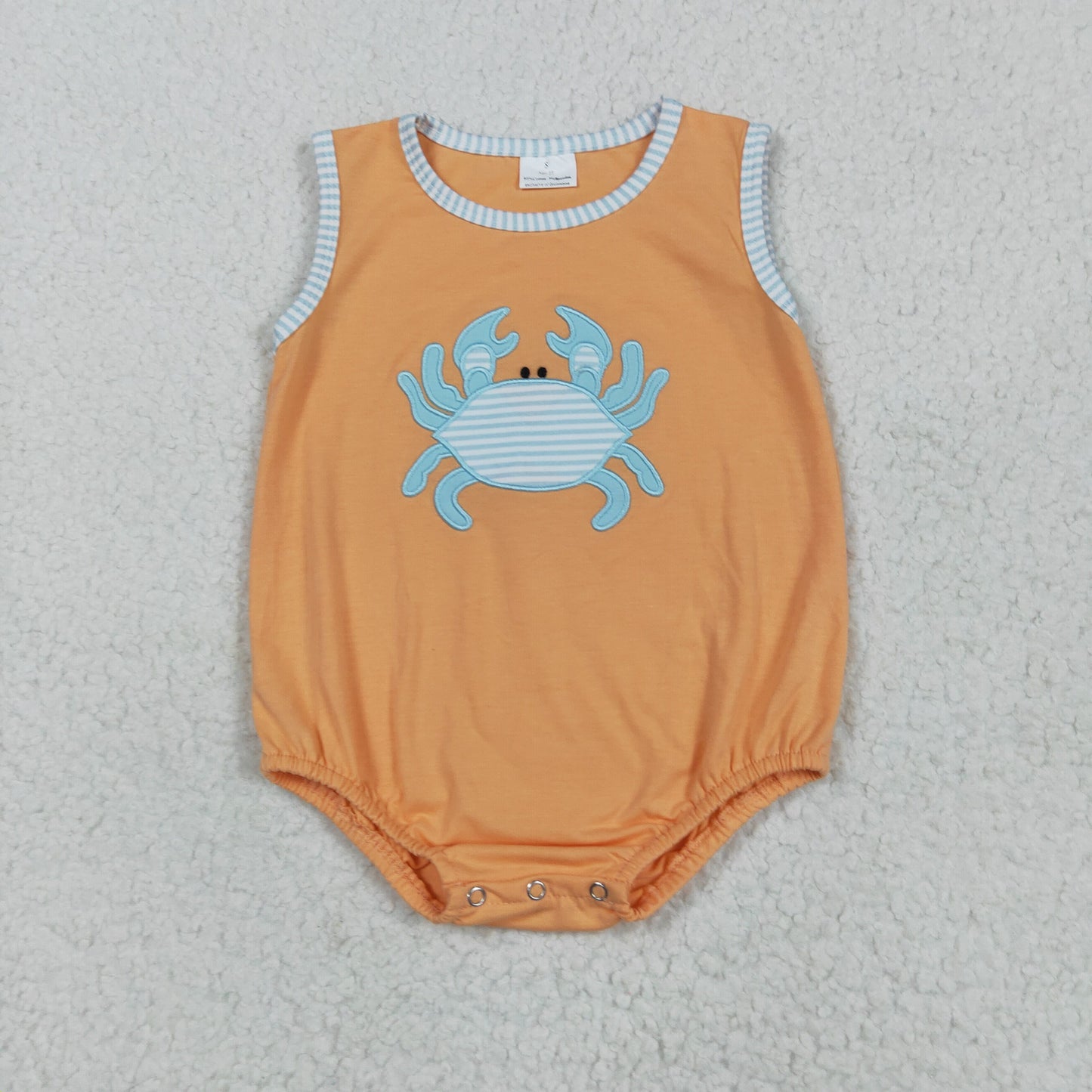 SR3058 Embroidery Baby Boys Sleeveless Crab Romper 5.23