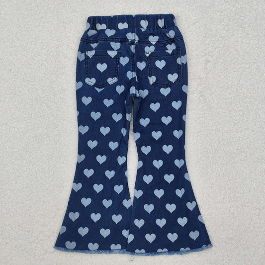 P0333 Heart pattern denim trousers