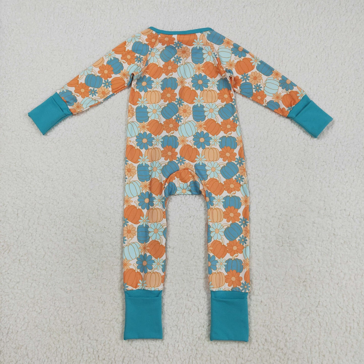 LR2461 Baby Boys Long Sleeves Colorful Pumpkins Flowers Zipper Pant Romper C8.16