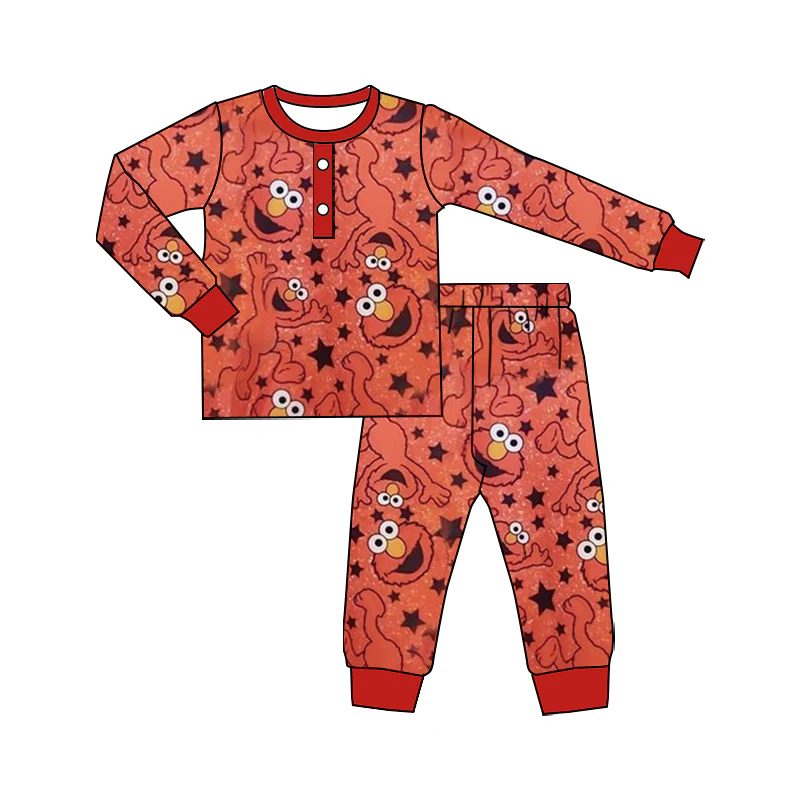 3.11 Baby Boys Long Sleeves Cartoon Cats Button Top Pants Pajamas Set Preorder (moq 3)