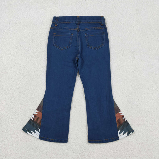 P0303 Baby Girls Western Aztec Print Bell Bottom Denim Pants C12.15