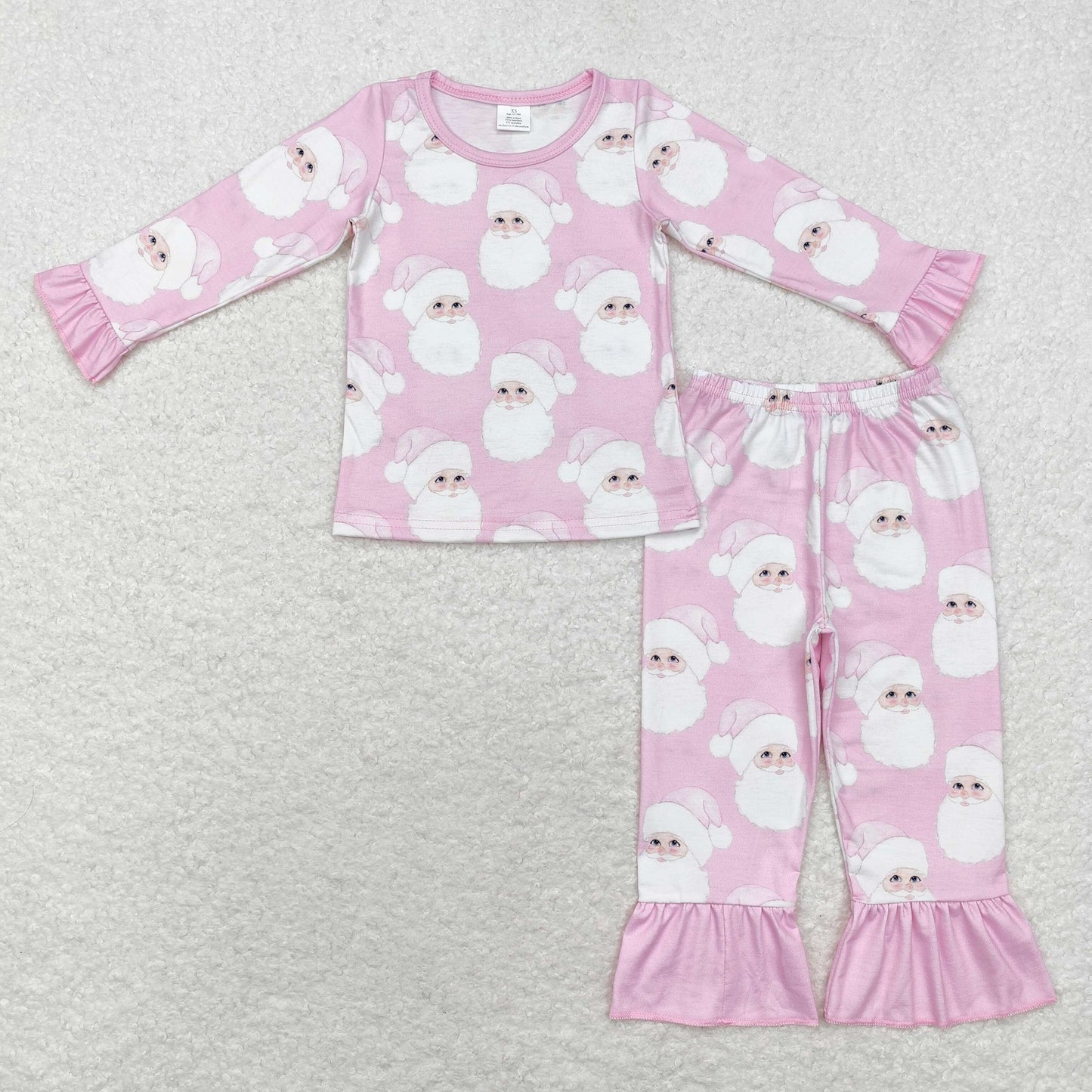 GLP1534 Bamboo Christmas Santa Claus light pink long sleeve pants pajamas set