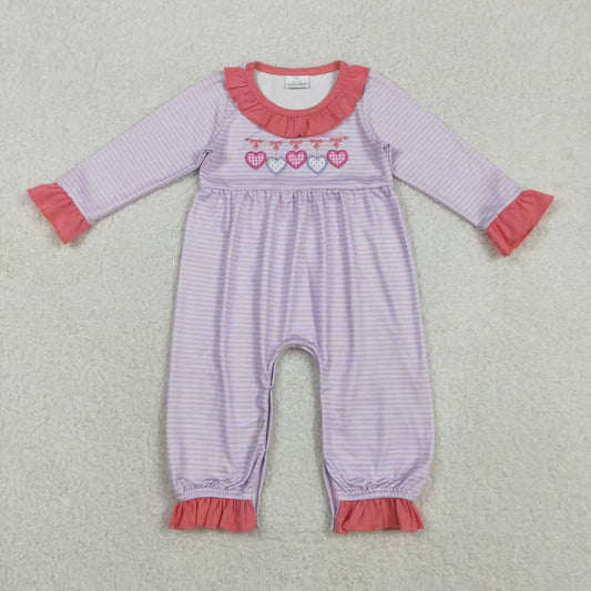 Sibling Baby Girls Embroidery Bows Hearts Stripe Leggings Valentines Clothes Sets Rompers C11.14