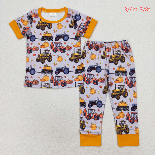 BSPO0422 Baby Boys Pumpkin Digger Tops Pants Pajamas Clothes Set