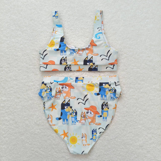 S0358 Adult female cartoon dog Sun buff swimsuit set