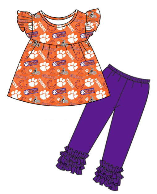 Girls custom team short sleeve pants suit