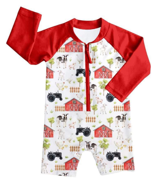 Boy pig cattle Sheep farm one-piece swimsuit