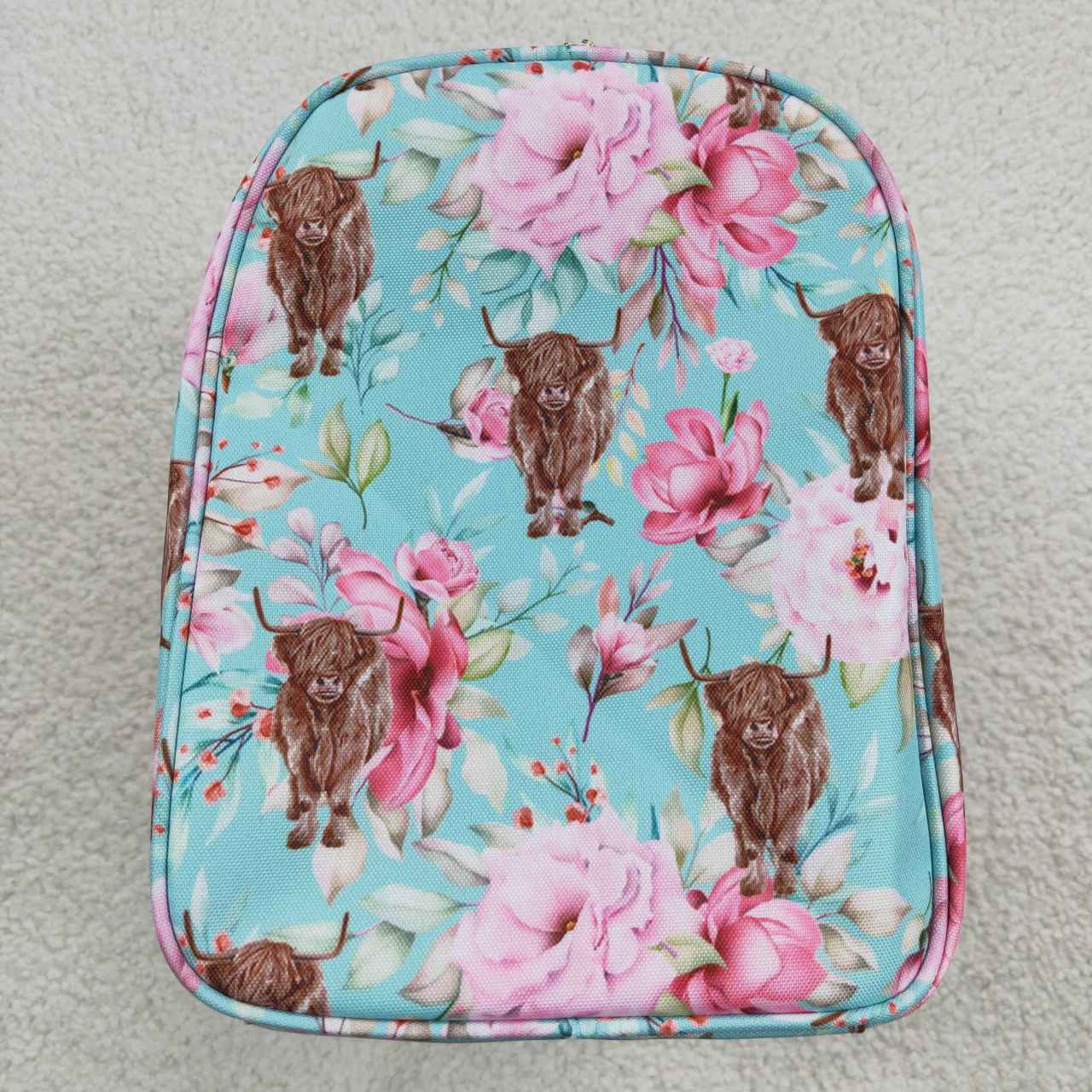 BA0084 Alpine Cow Flower light blue gym bag