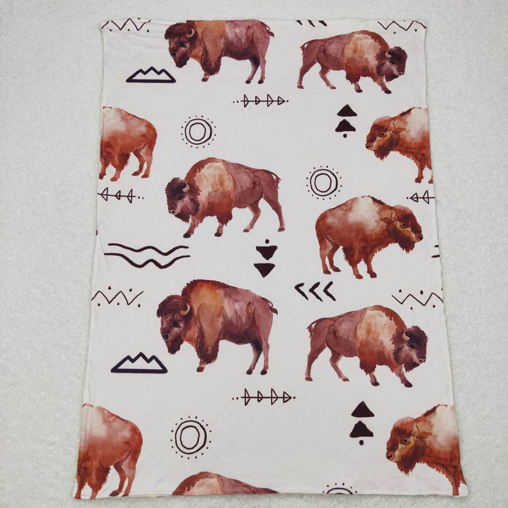 BL0068 Cow Arrow Sun Beige Baby Blanket