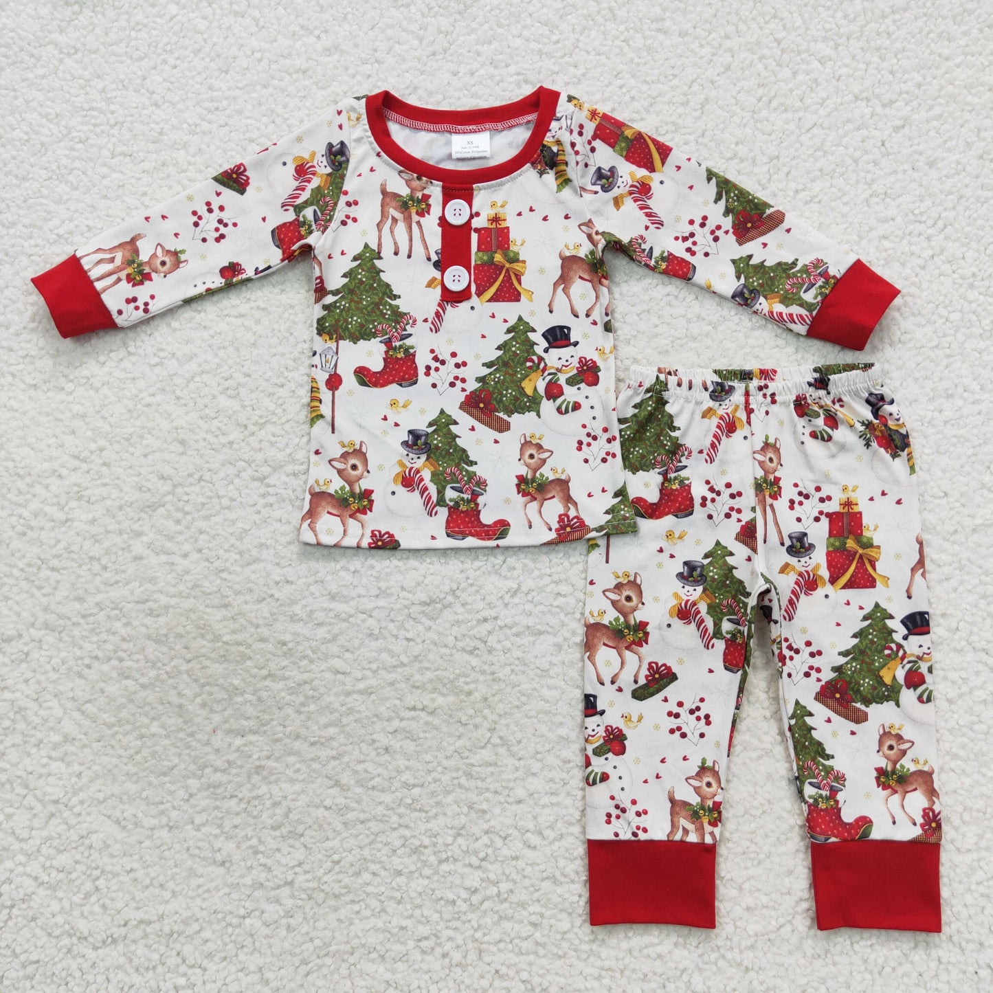 BLP0250 Baby Girls Deer Christmas Pants Pajamas Clothes Set