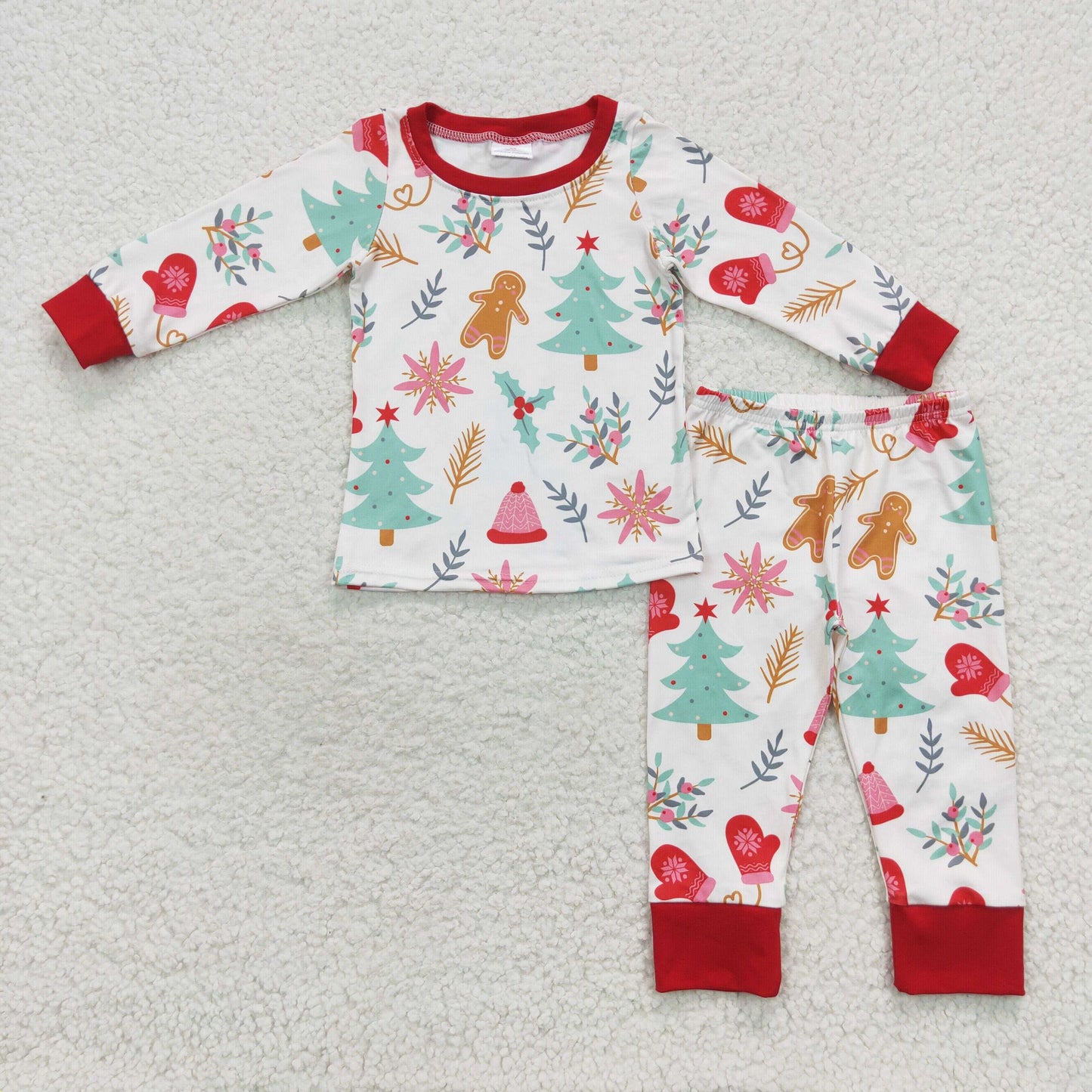 BLP0264 Boys Christmas Tree Gingerbread Man Long Sleeve pant suit