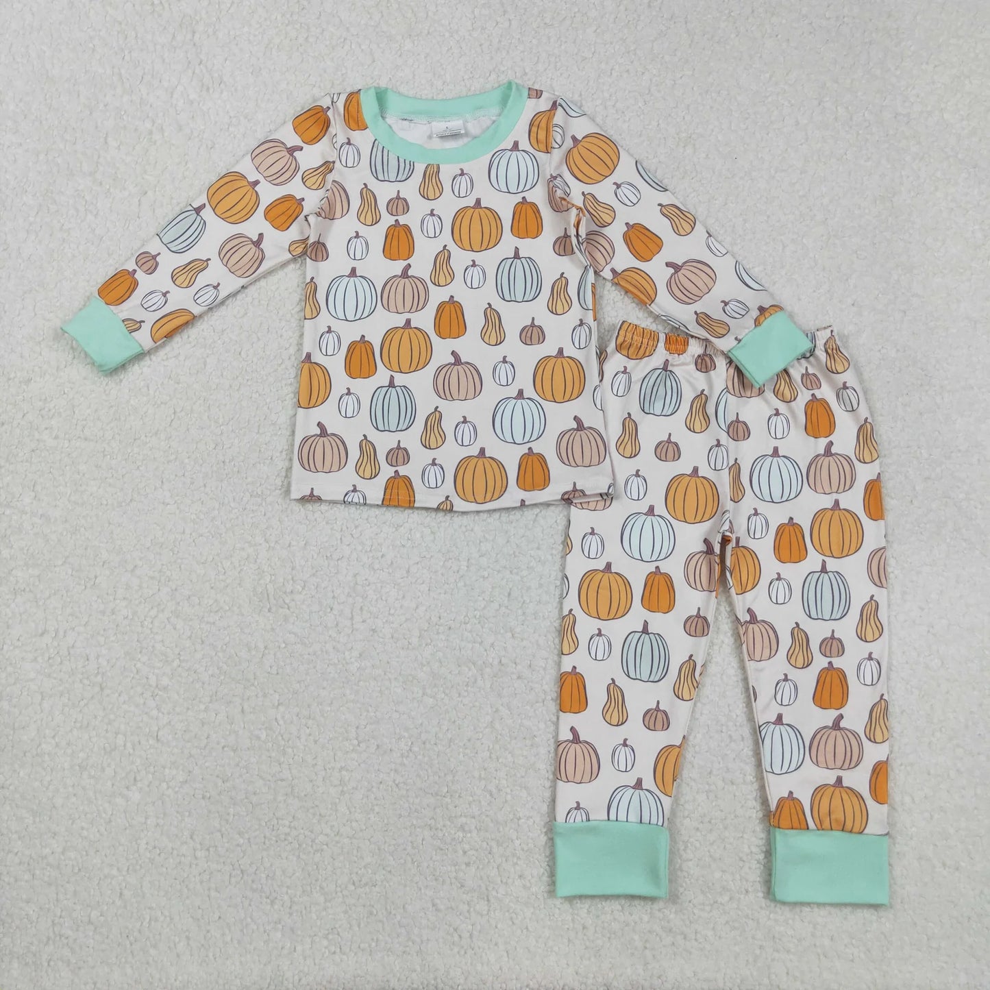 Sibling Baby Boys Colorful Pumpkins Fall Zipper Footie Rompers Pajamas Sets C9.4