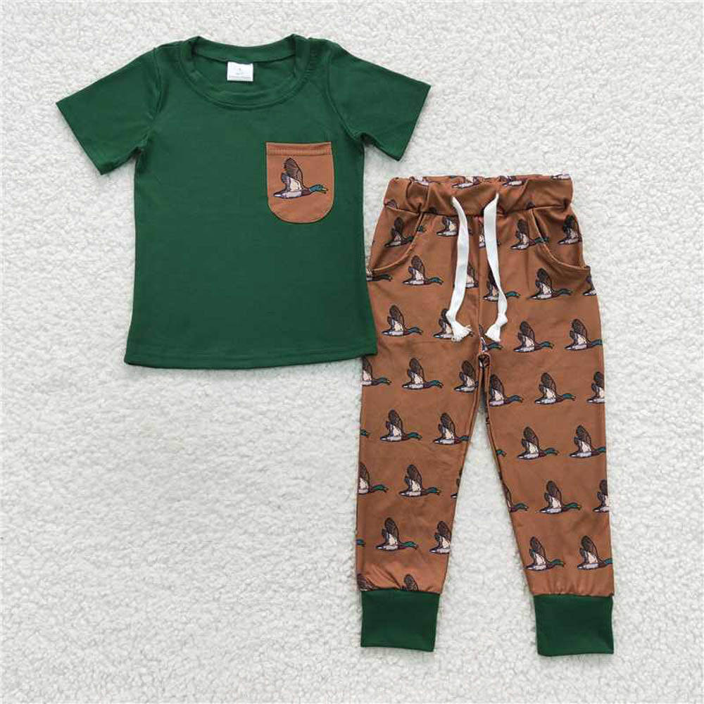 BSPO0155 Mallard Pocket Green short sleeve brown pantsuit