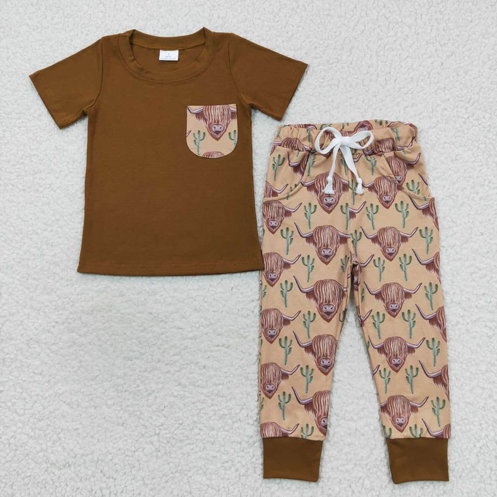 BSPO0158 Alpine cactus pocket brown short sleeve pants
