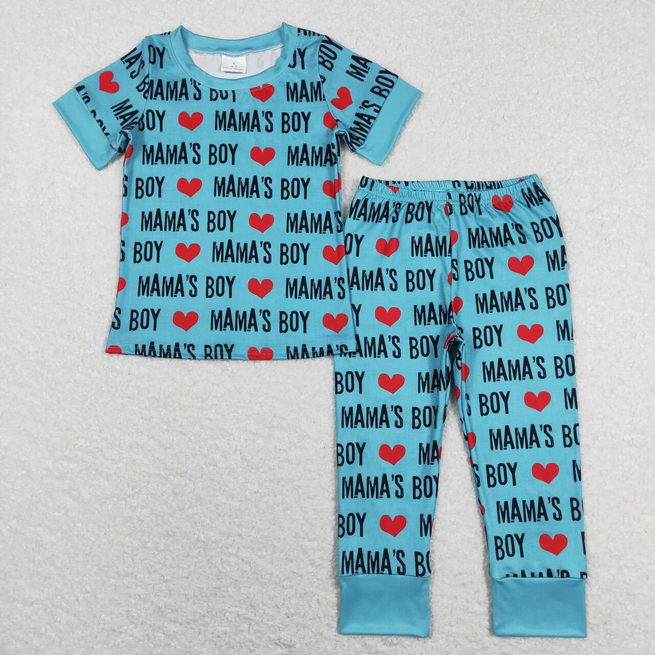 BSPO0168MAMA`S BOY cyan short-sleeved trousers suit