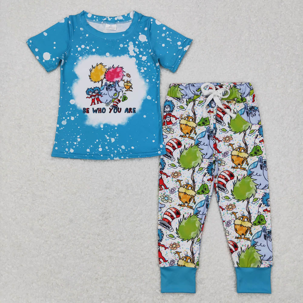 BSPO0175 Elephant Blue Short Sleeve Pants Suit