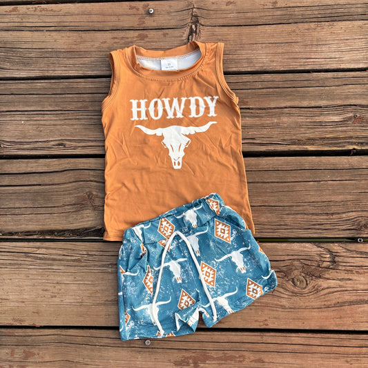 Sibling Baby Boys Summer Western Tank Top Shorts Outfits Sets 8.11