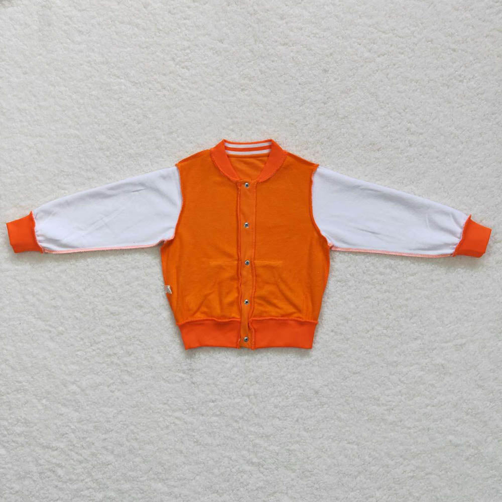 BT0268 Orange and White Striped Pocket Baseball Shirt Button Up Top