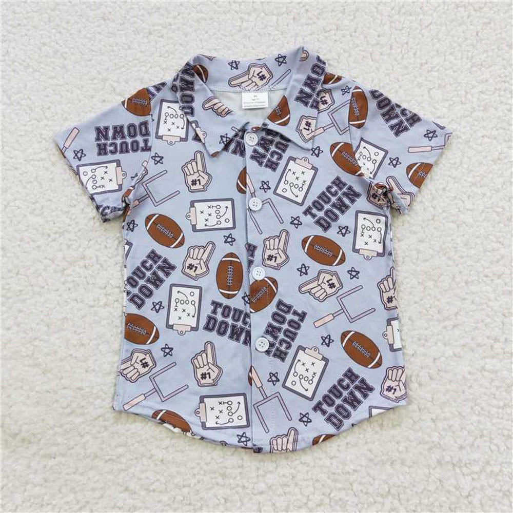 BT0270 Football blue button-up short sleeve