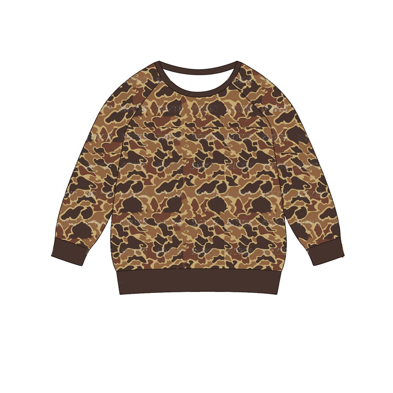 BT0884 Baby Boys Brown Camo Long Sleeve Tee Shirts Tops Preorder