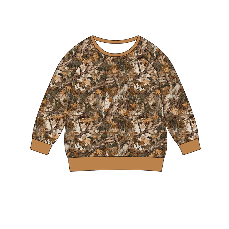 BT0885 Baby Boys Brown Camo Leaves Long Sleeve Tee Shirts Tops Preorder