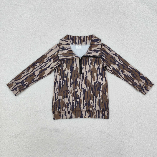 Sibling Baby Boys Long Sleeves Western Camo Pocket Half Zipper Pullovers Top 8.5