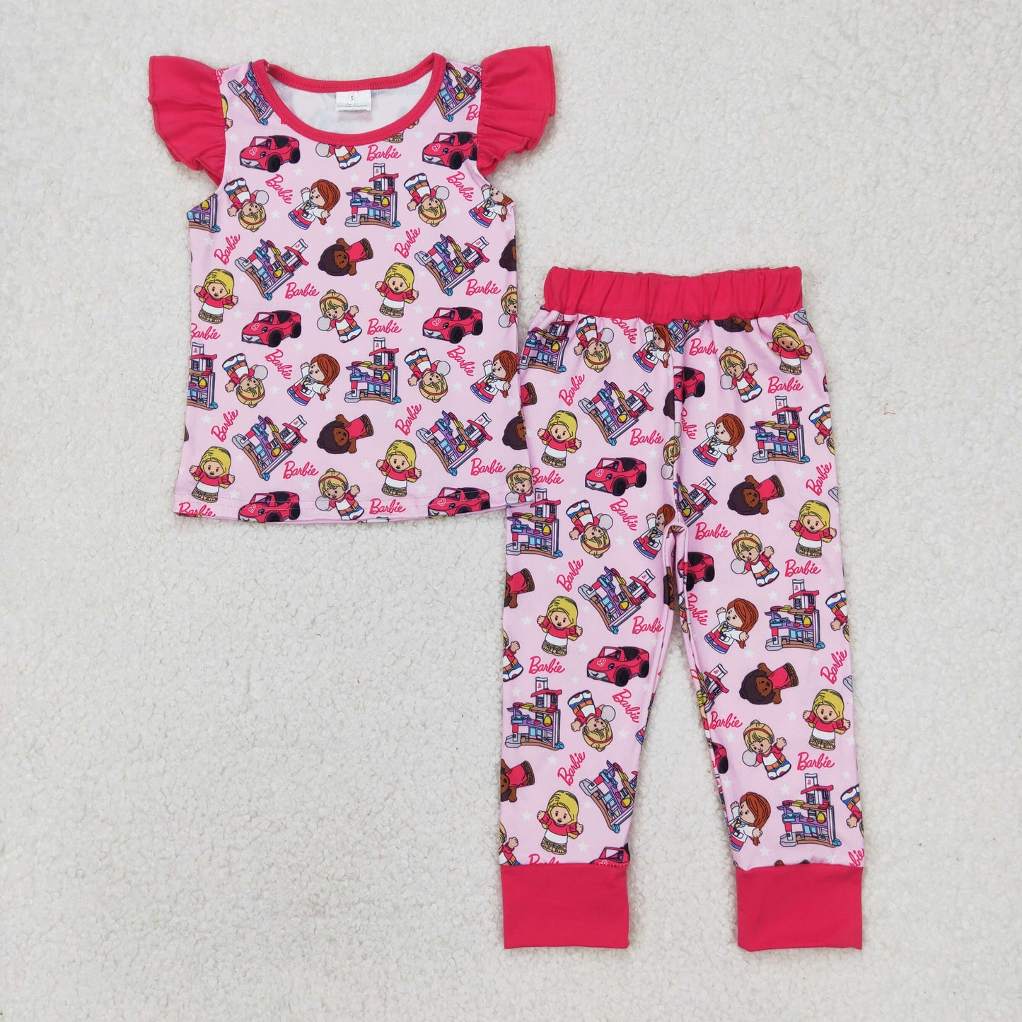 GSPO1996 Baby Girls Doll Pink Top Pants Pajamas Clothes Set