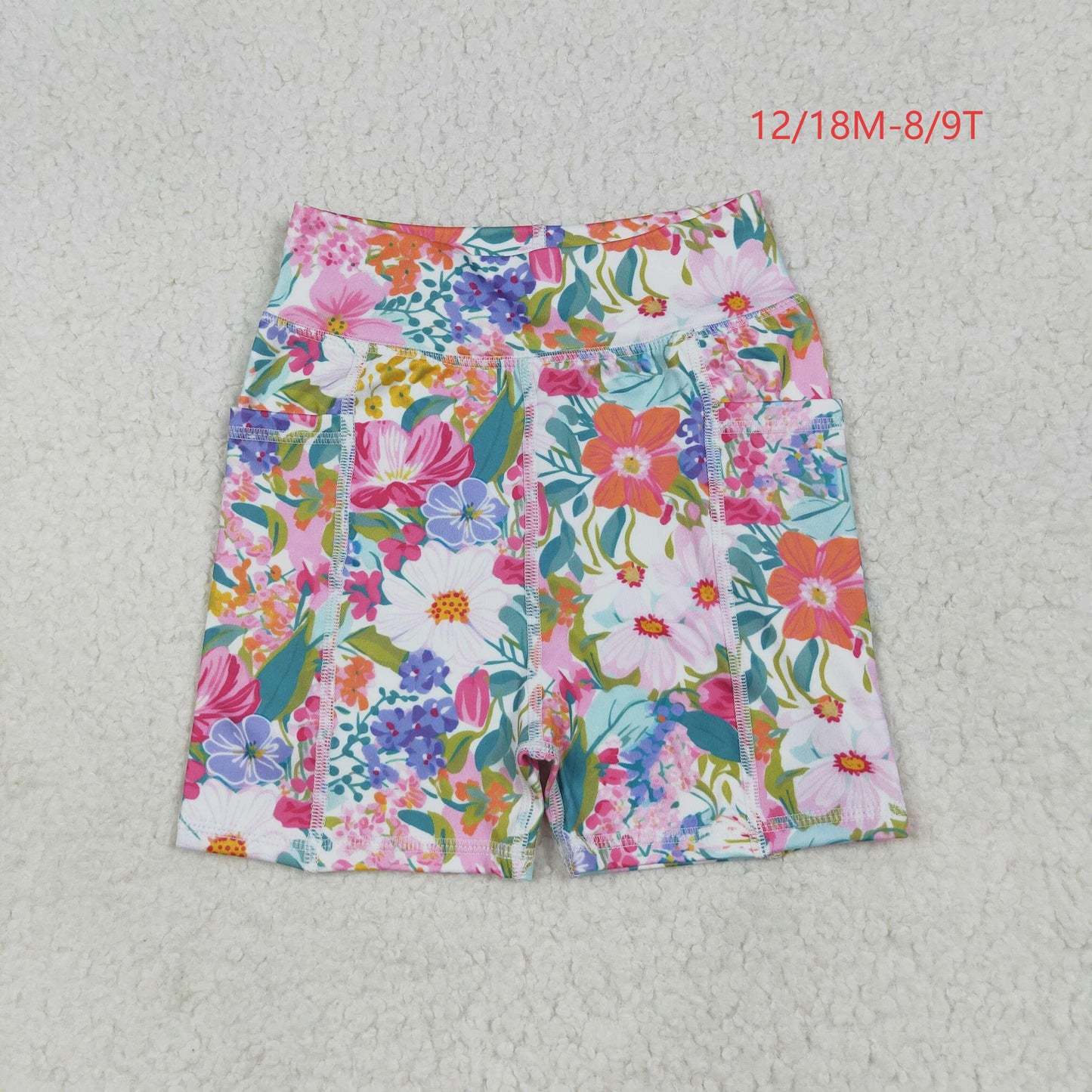 SS0614 Baby Girls Pink Floral Yoga Short Bottoms 7.7