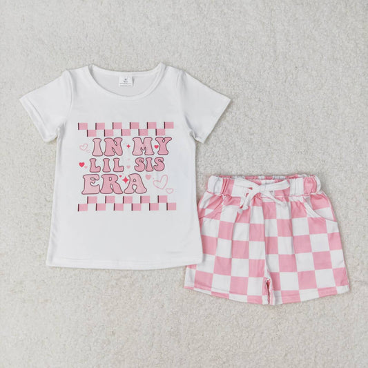 SS0258 Baby Girls Pink and white plaid shorts