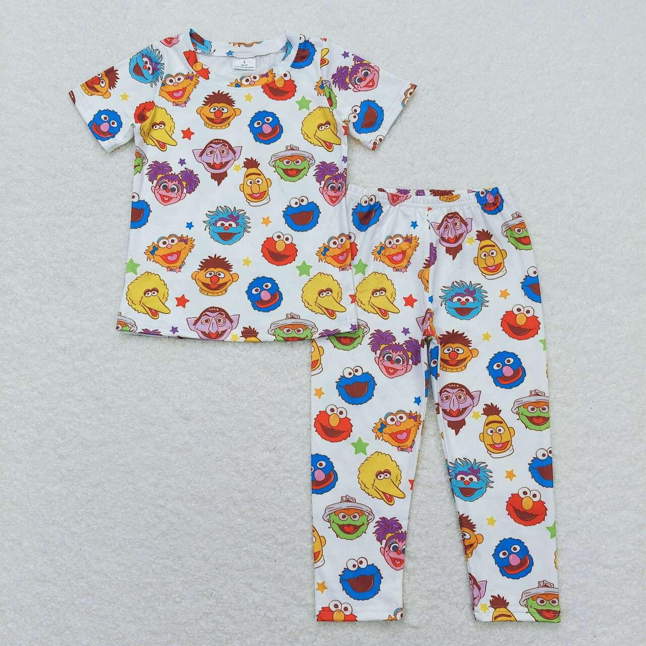 BSPO0332 Cartoon Stars White short-sleeved trousers pajama set