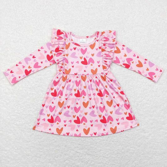 GLD0460 Baby Girls Valentines Hearts Pink Red Knee Length Dress