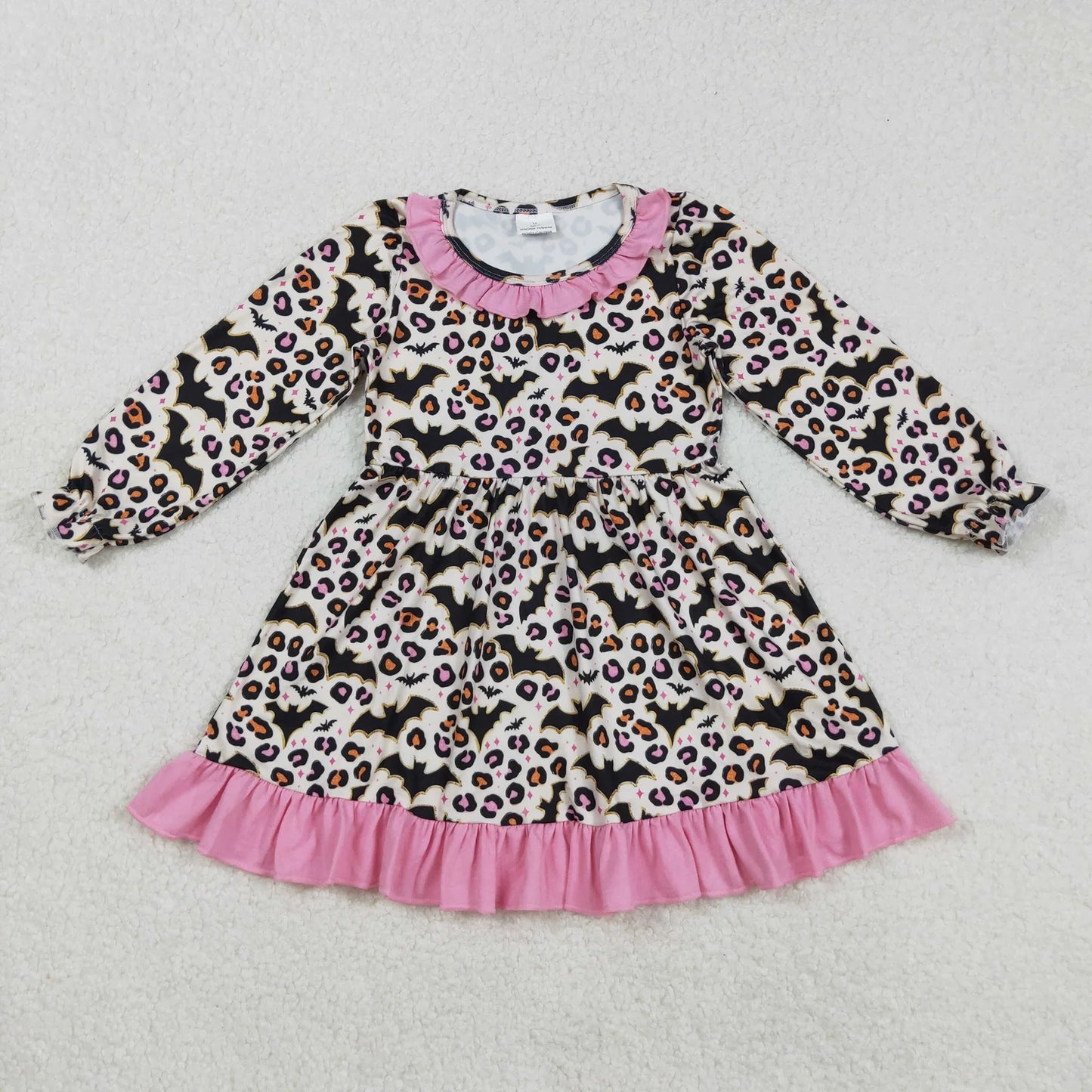 Sibling Baby Girls Bats Leopard Halloween Ruffle Knee Length Dresses Romper C9.15
