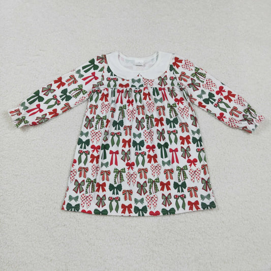Sibling Baby Girls Green Red Bows Christmas Knee Length Dresses C9.2