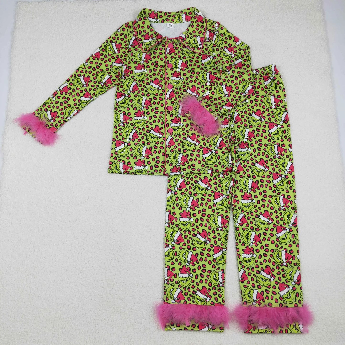 Mommy&Me Leopard Grin Button Fur Sleeve Pajamas Sets Ruffle Dresses Zipper Rompers C10.22