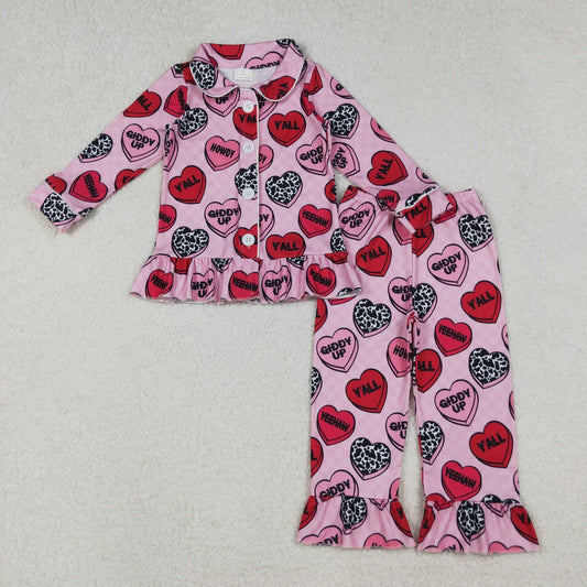Sibling Baby Boys Girls Hearts Plaid Button Pants Valentine Pajamas Sets C10.31
